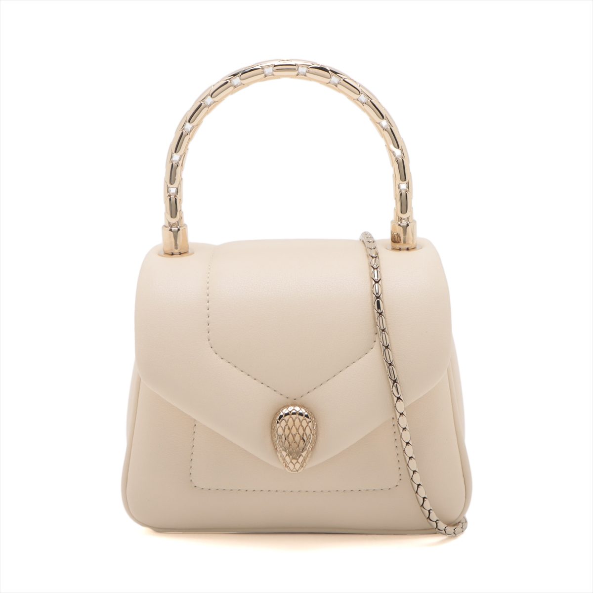 セルペンティ レザー 2WAYハンドバッグ ベージュの画像