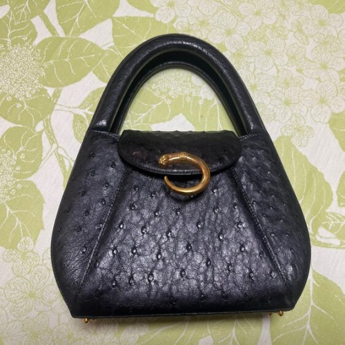 オーストリッチ ハンドバッグ ブラック パンサー