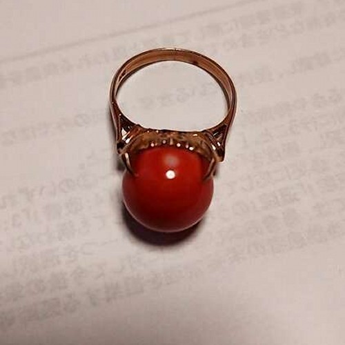 珊瑚18金リング