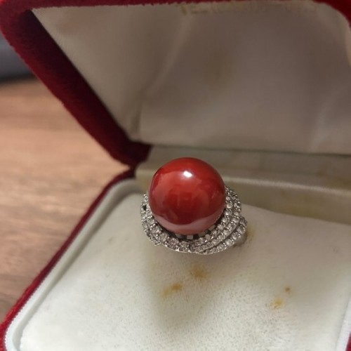 血赤珊瑚ダイヤモンド指輪