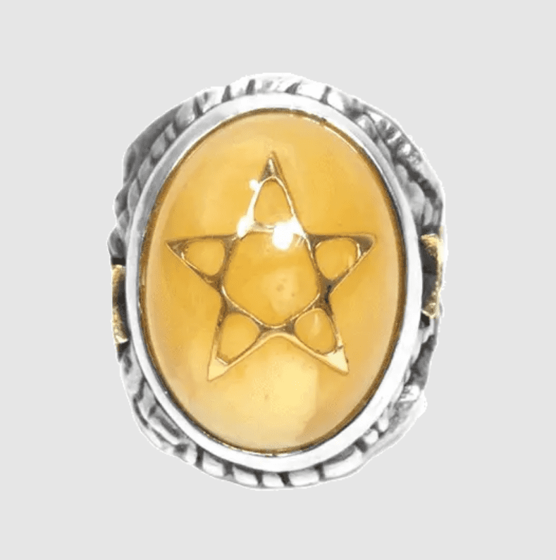 エンジェルハート18Kアンティークスター パウダーバルティックアンバー リングの画像