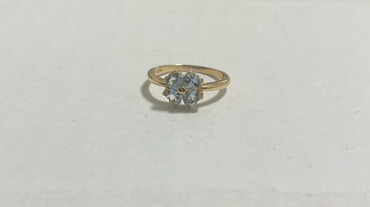 K18 アクアマリン付き指輪