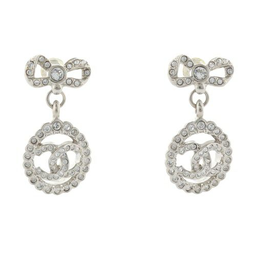 シャネル シルバー×ラインストーンピアス