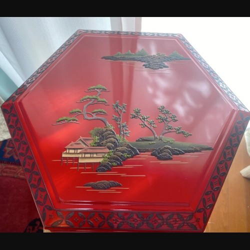 琉球漆器 東道盆 面取山水 べんぼう