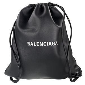バレンシアガ エブリデイ ドローストリング レザー ブラック バックパックの画像