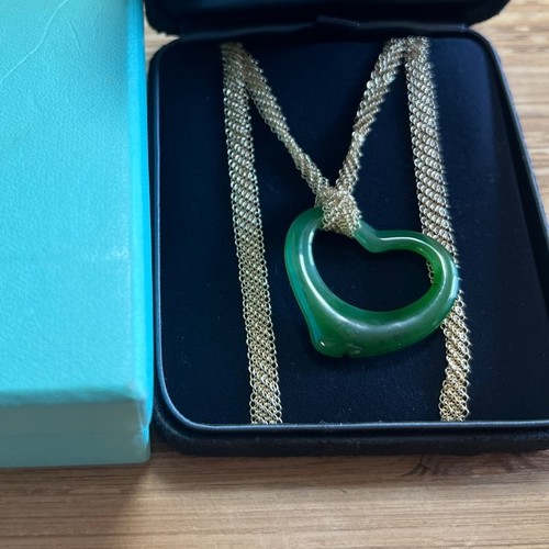 ティファニーエルサぺレッティ翡翠オープンハートメッシュネックレス