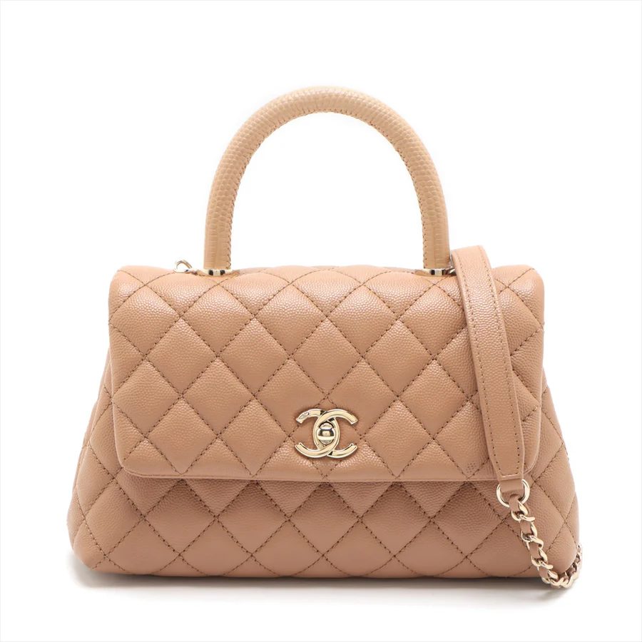 シャネル ココハンドル キャビアスキン×リザード