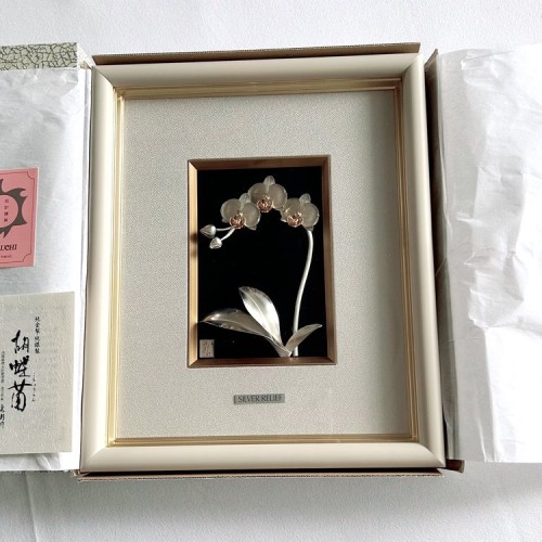 純銀製 貴金属画 光則作 胡蝶蘭