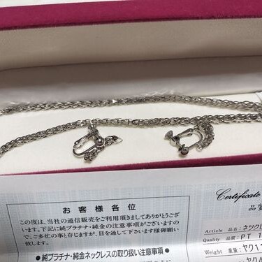 プラチナネックレス、イヤリング