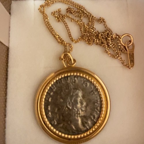 古代ローマ帝国 18金枠コインペンダント コンモドゥス帝