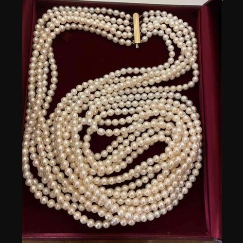 ロングパールネックレス 5連