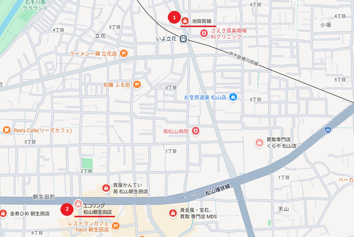 立花～朝生田周辺のおすすめ金買取店map
