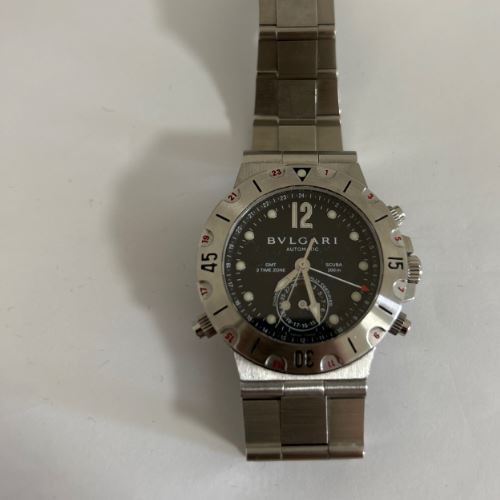 ブルガリ ディアゴノ SD38SGMTディアゴノプロフェッショナルスクーバGMT3タイムゾーンSSブラック