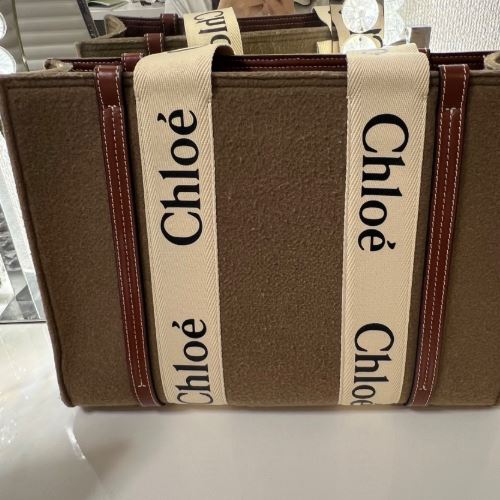 Chloe ウッディ リサイクルフェルト＆シャイニーカーフスキン