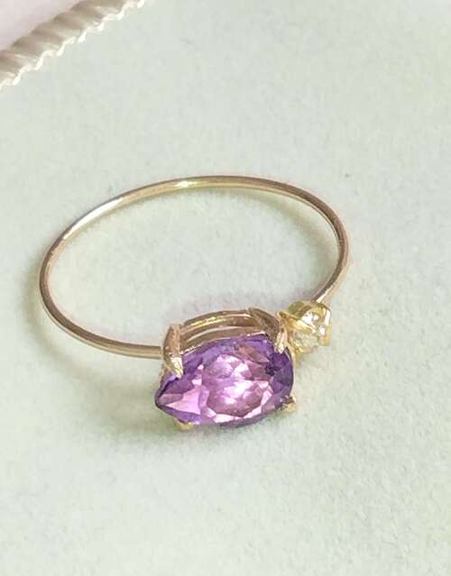 k10k18アメジストダイヤモンドコンビリング