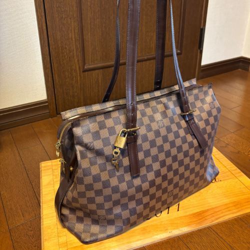 ルイヴィトン LV ダミエ チェルシー エベヌ トート/ショルダー バッグ鍵付き