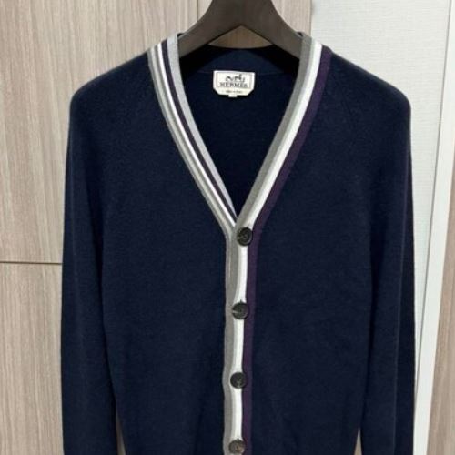 HERMES エルメス　カーディガン　アシンメトリーストライプ　サイズS