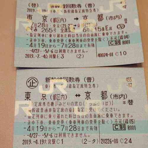 新幹線回数券 二枚