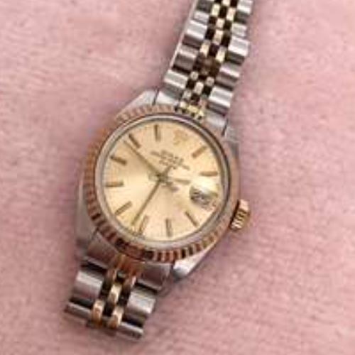 ロレックス パーペチュアル ロレックス オイスターパーペチュアルデイト 腕時計 SS YG 自動巻き シャンパンゴールド レディース 【中古】