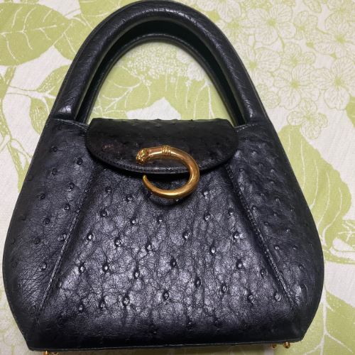 カルティエ オーストリッチ ハンドバッグ ブラック パンサー