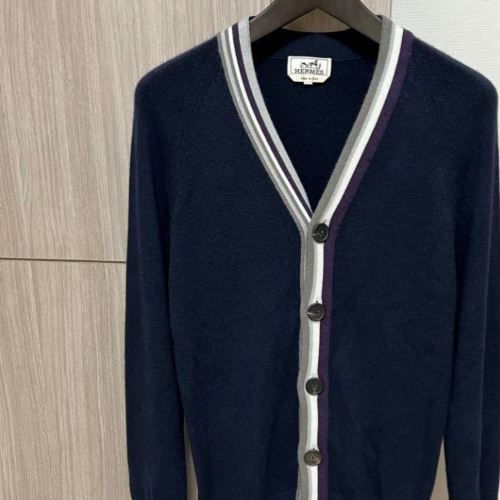 HERMES エルメス　カーディガン　アシンメトリーストライプ　サイズS