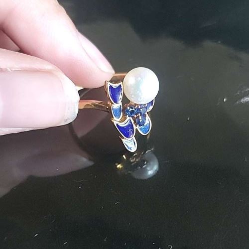 Ptサファイヤダイヤ入指輪