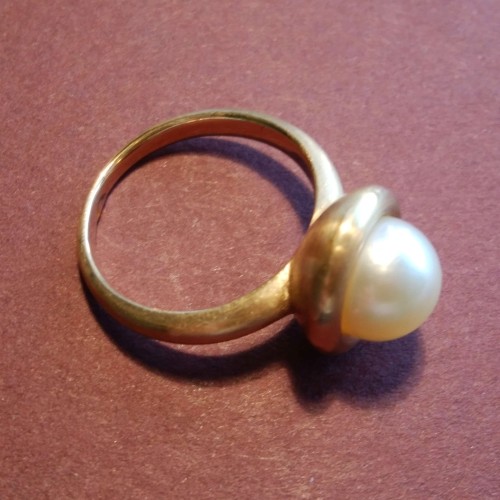 agete 18金YGxゴールデンパールリング