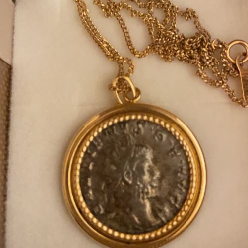 古代ローマ帝国 18金枠コインペンダント コンモドゥス帝