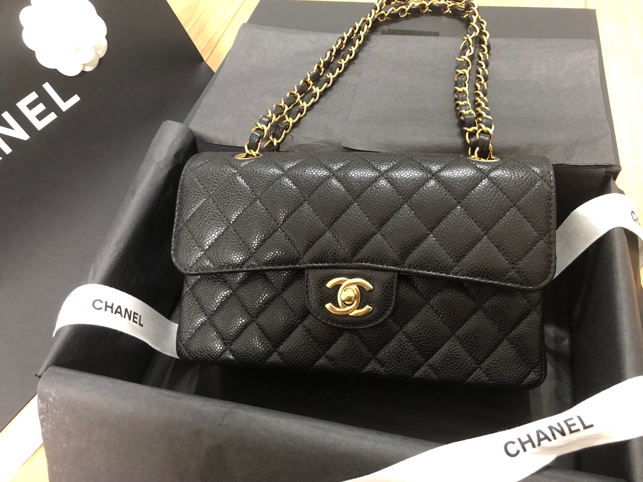 シャネル マトラッセ 数回使用 キャビア　ダブルダブル 23センチ 完品の画像