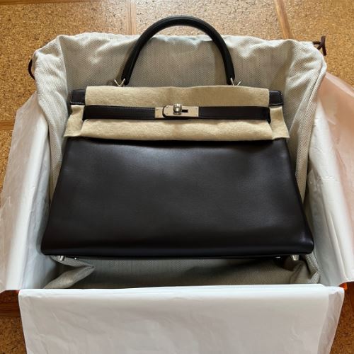 ケリー32,外縫い,ヴォーシェリー,黒,S金具,D刻印