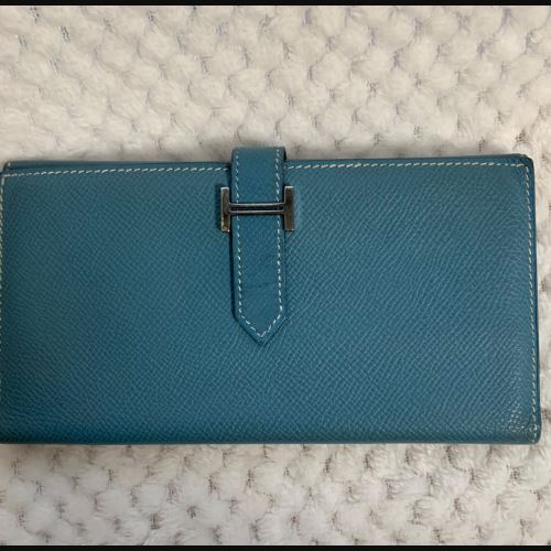 エルメス　財布　ベアン　ブルージーン　シルバー金具