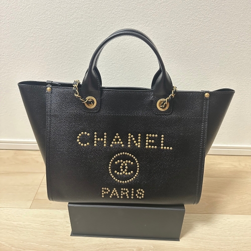 シャネル ドーヴィル キャビアスキン 2wayバッグ ゴールド