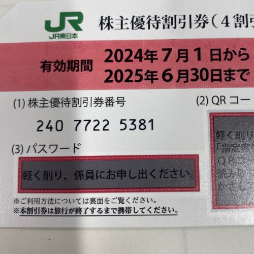 JR東日本2024年度株主優待券7枚
