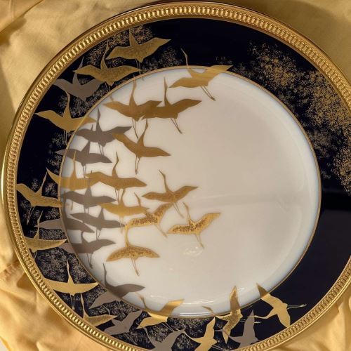 大倉陶園　鳳琳洋食器　加山又造　千羽鶴６人ディナーセット（51ピース）