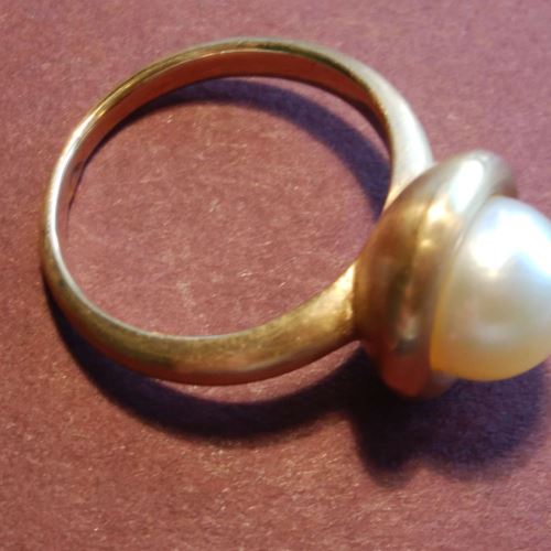 agete 18金YGxゴールデンパールリング