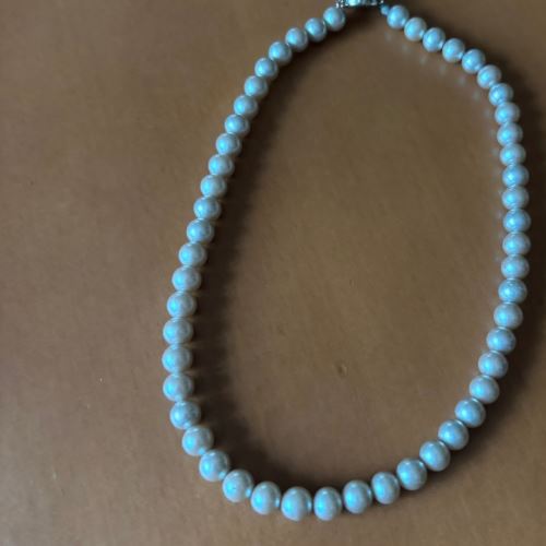 真珠　シルバーパールネックレス