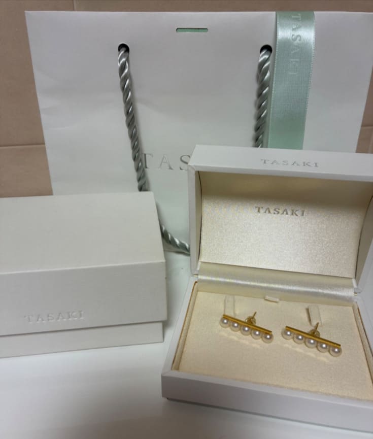 TASAKI パール　バランスピアス　5連　YG