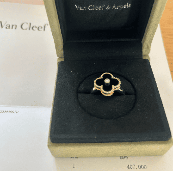 ヴァンクリーフ＆アーペル アルハンブラ リング K18YG／オニキ