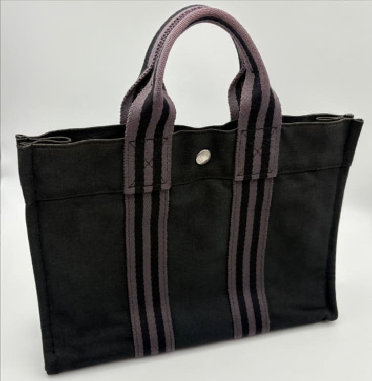 エルメス フールトゥ PM トートバッグ キャンパス地 黒系