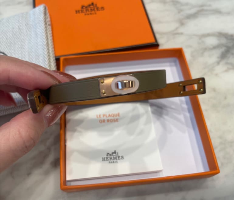 エルメス　ブレスレット　エトゥープ　　ローズゴールド金具