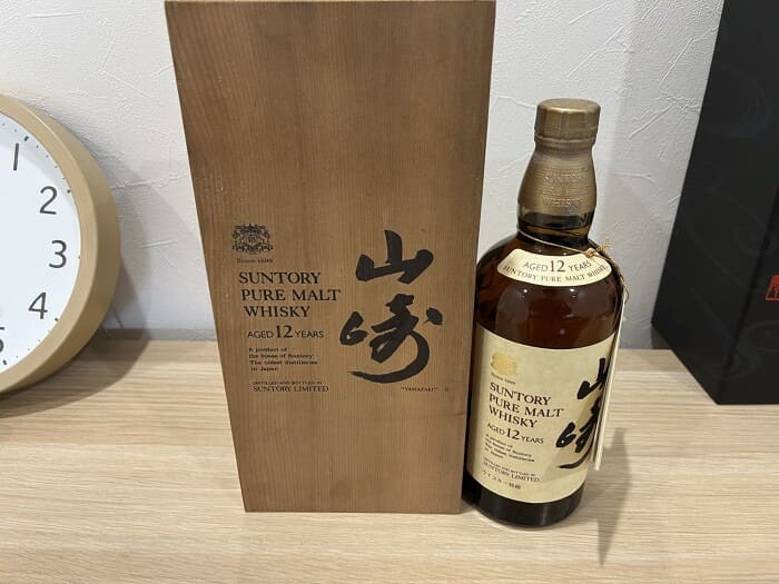 山崎12年 ピュアモルト 向獅子 木箱 ダメージ有