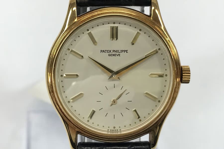 パテックフィリップ 18K/革 カラトラバ アイボリーダイヤル 3923S 19422639 手巻