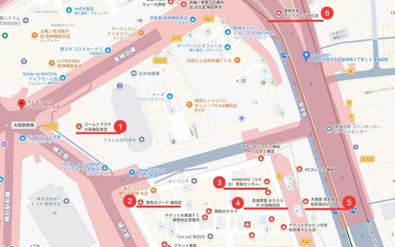 東梅田駅（大阪メトロ谷町線）周辺の時計買取店