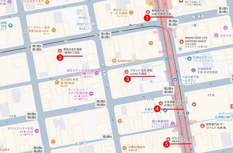 大通駅西側・西4丁目周辺