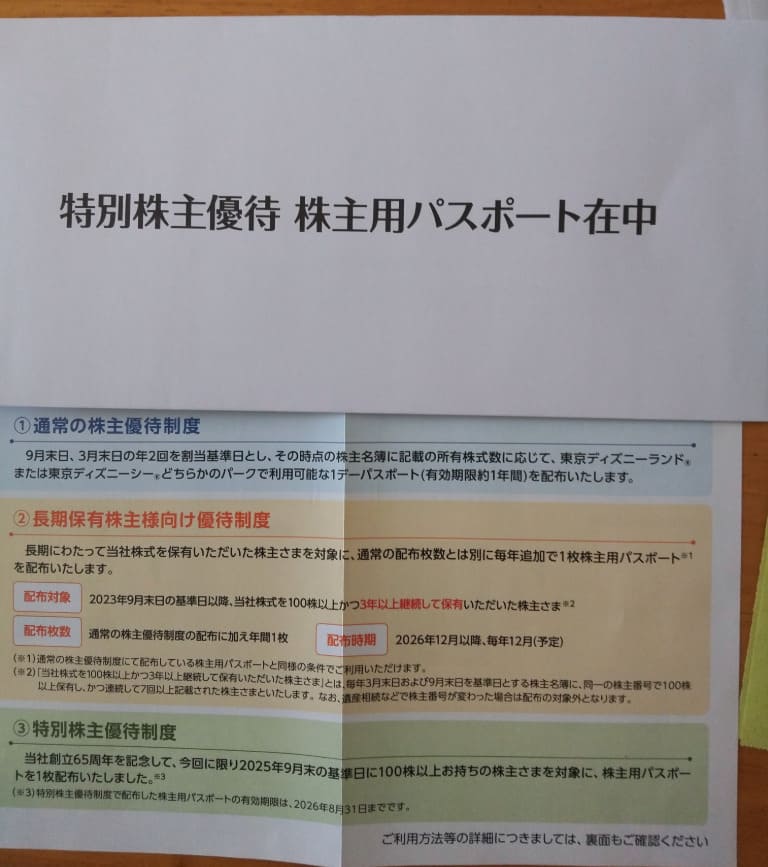 ディズニー株主優待パスポート