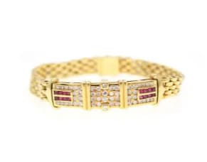 K18YG ダイヤ ルビー ブレスレット／D1.35ct／R0.35ct