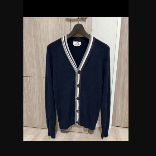 HERMES エルメス カーディガン アシンメトリーストライプ サイズS