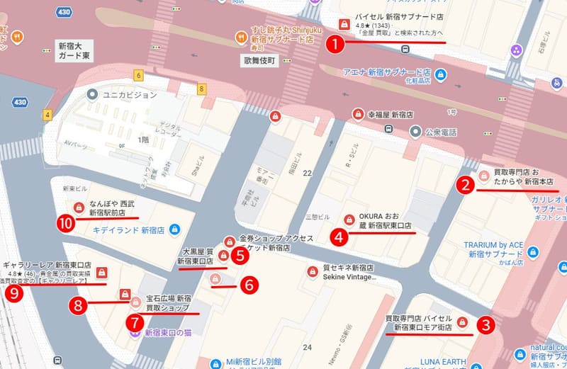 東口・サブナード周辺